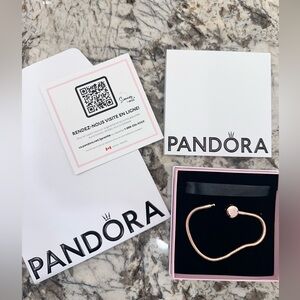 NWOT Pandora Moments Sparkling Crown O Snake Chain Bracelet 6.7”